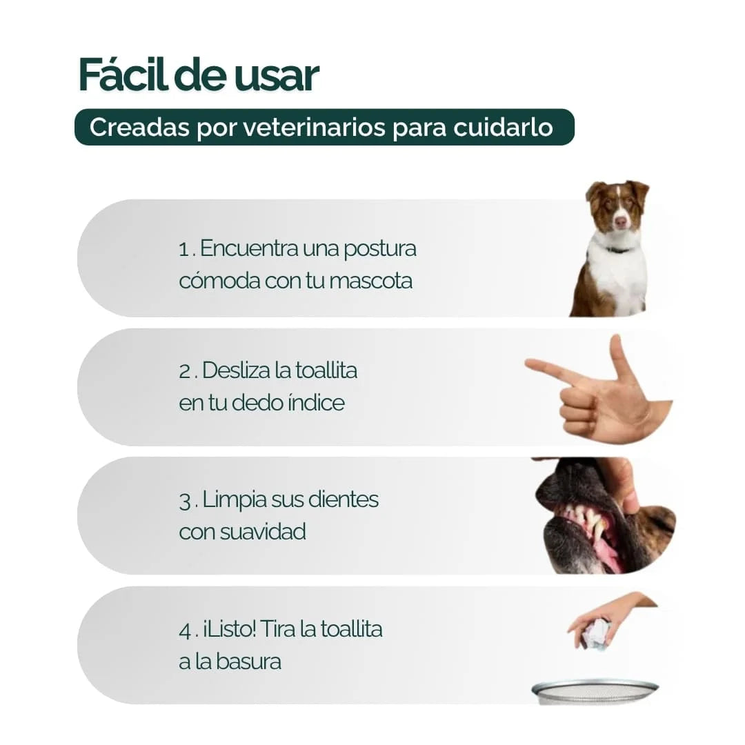 Pack toallitas dentales para mascotas